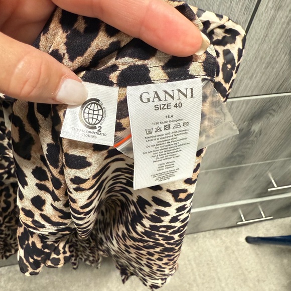 Ganni Leopard Print Ruffle Blouse - Picture 3 of 5